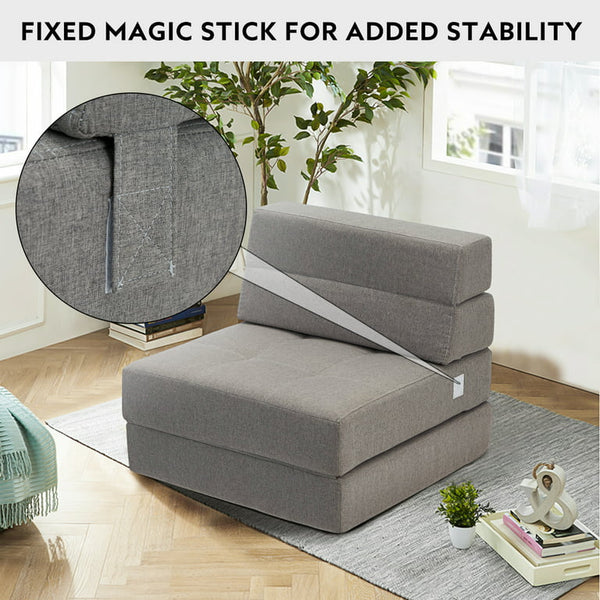Mellcom Triple Fold Down Sofa Bed, Adjustable Floor Couch,Grey