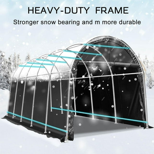 Hommow Portable Garage, 10' x 20' x 9.8' Heavy Duty Carport with All-Steel Metal Frame, Anti-Snow Storage Tent, Outdoor Tool Shed Canopy