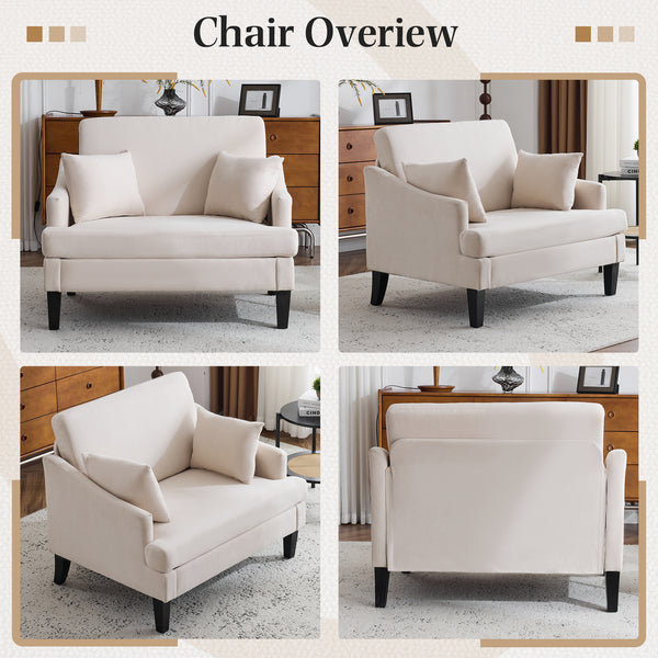 Bezsller Oversized Accent Chair, 41'' Wide Seat Comfy Armchair with 2 Pillows, Upholstered Big Reading Chair, Modern Single Sofa Chair for Living Room Bedroom Apartment Office, Beige/Dark Grey/Light Grey/Green/Blue/Floral
