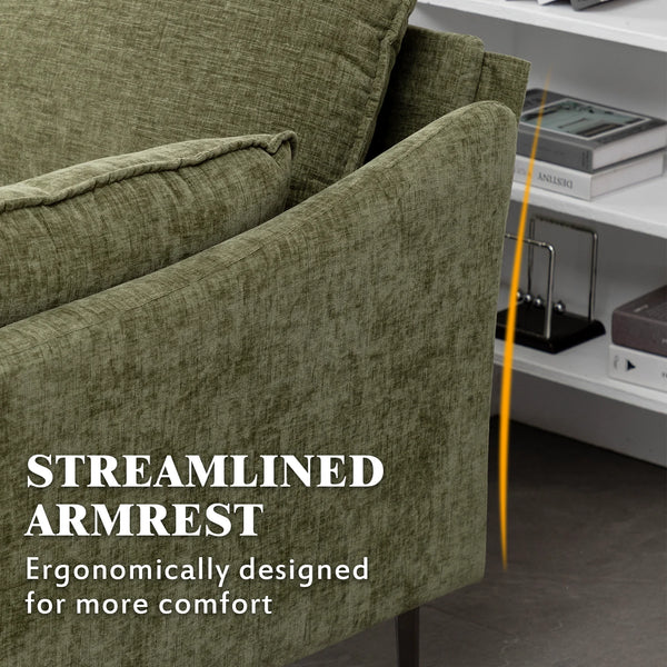 Mellcom U Shaped Sectional Sofa,Chenille Convertible Sectional Couch Ottman for Living Room,Green