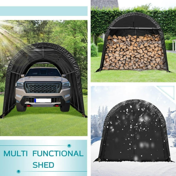 Hommow Portable Garage, 10' x 20' x 9.8' Heavy Duty Carport with All-Steel Metal Frame, Anti-Snow Storage Tent, Outdoor Tool Shed Canopy