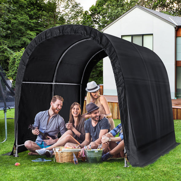 Hommow 7 FT x 8 FT Heavy Duty Storage Tent, Outdoor Tool Shed, Carport, Portable Garage for Patio, Garden, Black