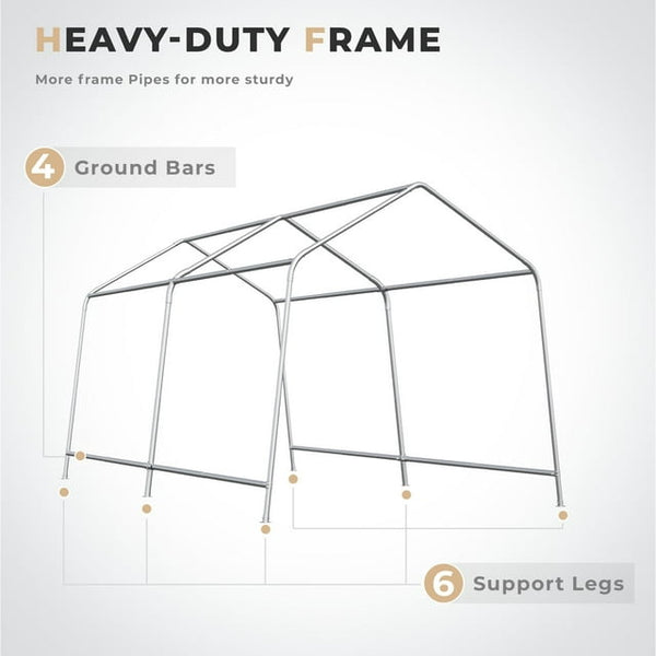 Hommow 8'x14' Portable Outdoor Storage Shelter, Heavy Duty Carport, Garage Tent Canopy for Motorcycle, Firewood