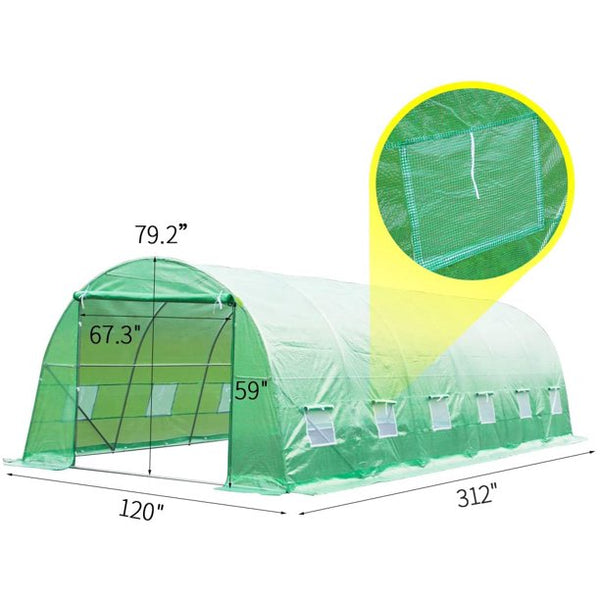 Erommy 26' x 10' x 7' Greenhouse Large Gardening Plant Hot House Portable Walking in Tunnel Tent