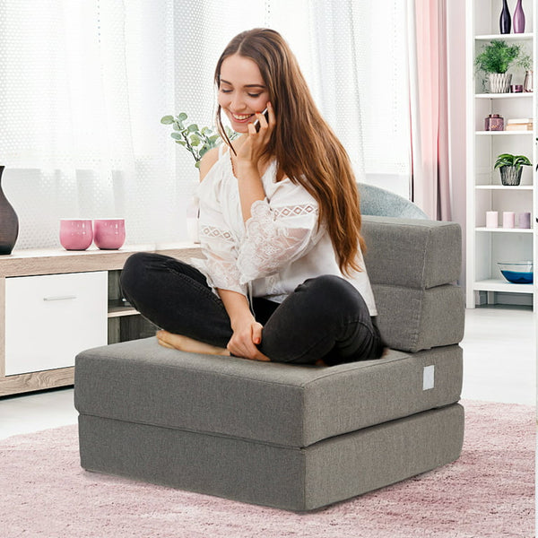 Mellcom Triple Fold Down Sofa Bed, Adjustable Floor Couch,Grey