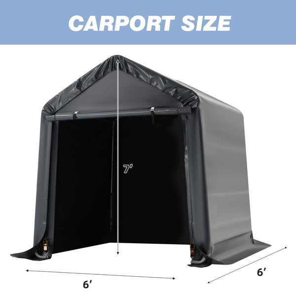 Erinnyees 6x 6 ft Outdoor Storage Shed, Carport Canopy, Portable Shelter, for Bike, Motorcycle, Garden Storage