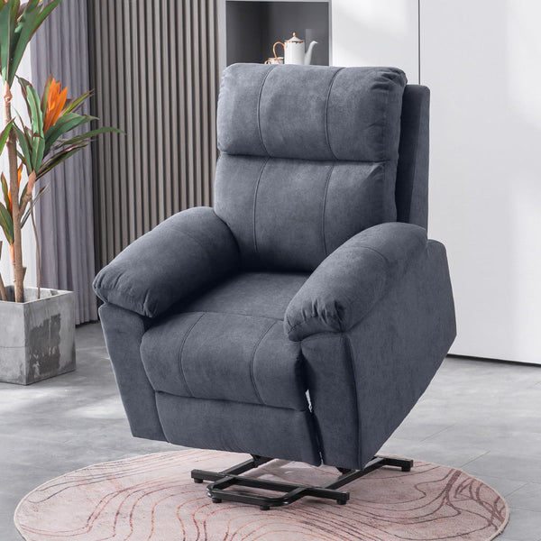 Mellcom Power Lift Recliner Chair with Massage and Heat, Linen Fabric Recliners for Elderly, Light Grey