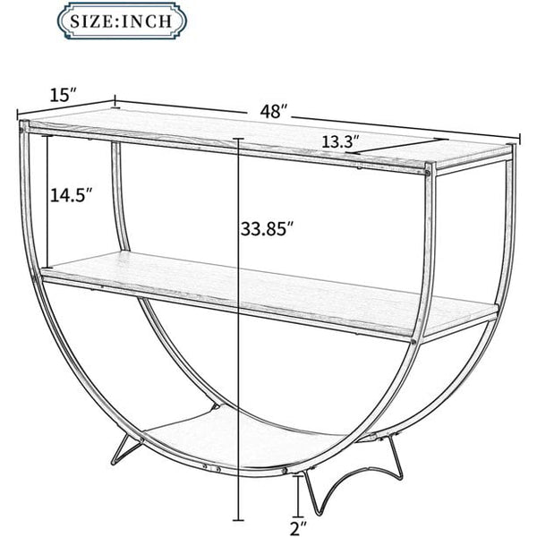 Mellcom Console Table Entryway Table 3 Tiered Sofa Table, Rustic Style