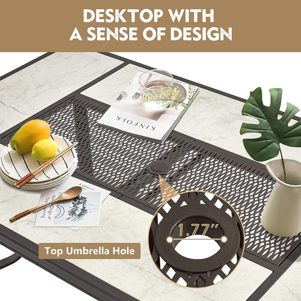 Yoleny 7-Piece Outdoor Dining Furniture Set with Cushion and Stitching Stripes