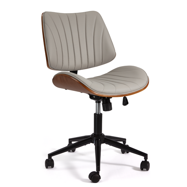EROMMY Armless Office Desk Chair,Wooden Back Small Office Desk Chair No Arms Adjustable Height Modern Armless Chairs with Swivel Wheels for Small Spaces, Black
