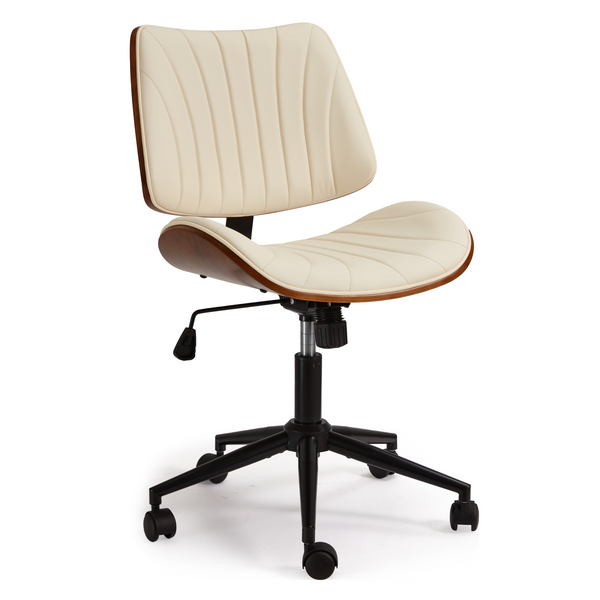 EROMMY Armless Office Desk Chair,Wooden Back Small Office Desk Chair No Arms Adjustable Height Modern Armless Chairs with Swivel Wheels for Small Spaces, Black