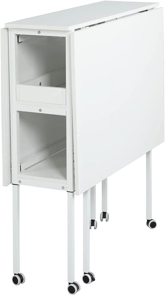 Home Hobby Craft Table with Storage Shelves, Mobile Folding Cutting Table for Large Fabric, Foldable Table for Home Office Sewing Room Craft Room