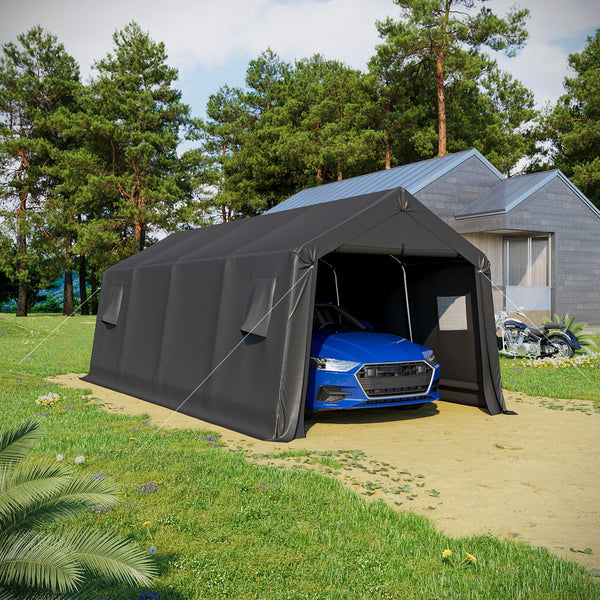 Hommow 11'x20' Portable Outdoor Storage Shelter, Heavy Duty Carport, Garage Tent Canopy for Motorcycle, Firewood
