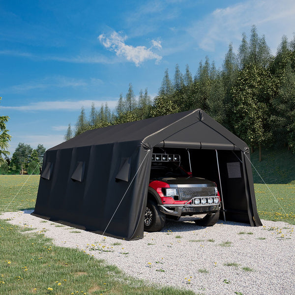 Hommow 13'x20' Portable Outdoor Storage Shelter, Heavy Duty Carport, Garage Tent Canopy for Motorcycle, Firewood