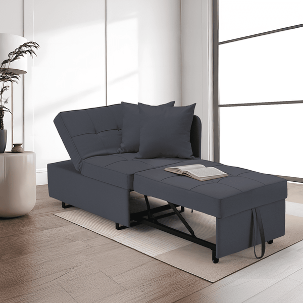 Hommow 3-in-1 Sleeper Sofa Chair Bed , 5-position Adjustable Backrest Pull Out Sofa Bed with Faux Linen Sofa Fabric, Fold Out Chair Bed for Living Rooms, Apartments, Small Rooms