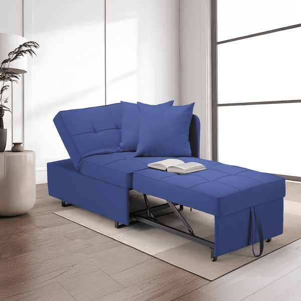 Hommow 3-in-1 Sleeper Sofa Chair Bed , 5-position Adjustable Backrest Pull Out Sofa Bed with Faux Linen Sofa Fabric, Fold Out Chair Bed for Living Rooms, Apartments, Small Rooms