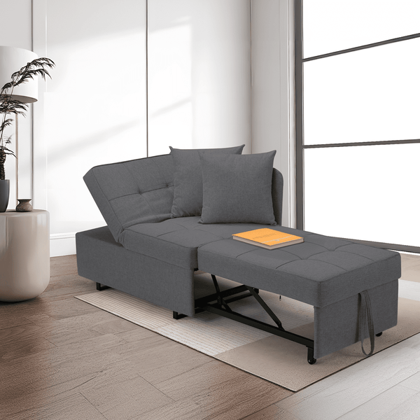 Hommow 3-in-1 Sleeper Sofa Chair Bed , 5-position Adjustable Backrest Pull Out Sofa Bed with Faux Linen Sofa Fabric, Fold Out Chair Bed for Living Rooms, Apartments, Small Rooms