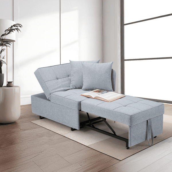 Hommow 3-in-1 Sleeper Sofa Chair Bed , 5-position Adjustable Backrest Pull Out Sofa Bed with Faux Linen Sofa Fabric, Fold Out Chair Bed for Living Rooms, Apartments, Small Rooms
