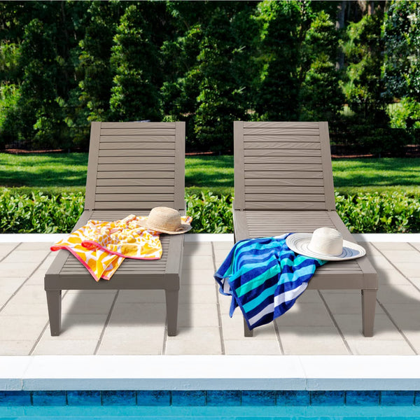 Hommow Outdoor Chaise Lounge Chair,Set of 2 Adjustable Patio Chaise Lounges,Brown