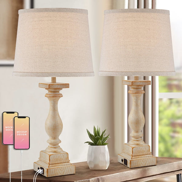 Hommow Table lamp Set of 2,Nightstand Lamps 3-Way Dimmable with 2 USB Charging Portsfor Living Room Bedroom