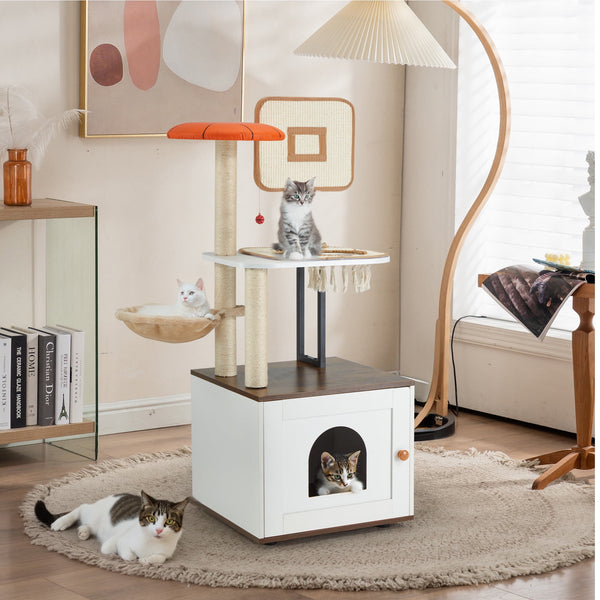 PXZEE 50" Cat Tree with Litter Box Enclosure