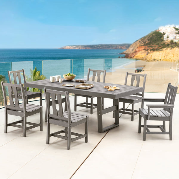 Yoleny 7PCS Outdoor Table and Chairs Set for Backyard, Porch and Lawn, Gray