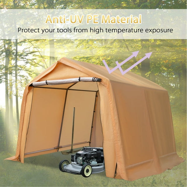 Hommow 10x10 ft Outdoor Storage Tent, Tool Shed, Carport, Portable Garage for Patio, Garden, Orange