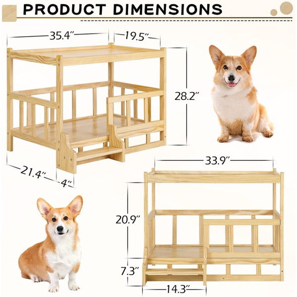 EROMMY Wooden Dog Bed Frame, Dog Kennel Furniture Waterproof, Dog Bed Stand for Large/Extra-Large Dogs
