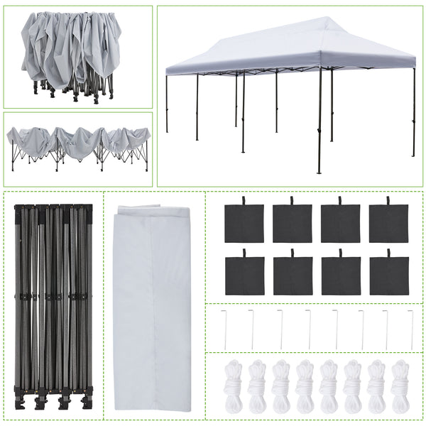 Hommow 10' x 30' Pop up Canopy Tent Outdoor Tents for Parties with Roller Bag and 8 Sand Bags