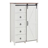 5 Drawers Dresser for Bedroom, Farmhouse 48" Tall Chest of Drawers, Wooden Closet Dresser with Sliding Barn Door, Storage Organizer Dresser for Living Room, Hallway