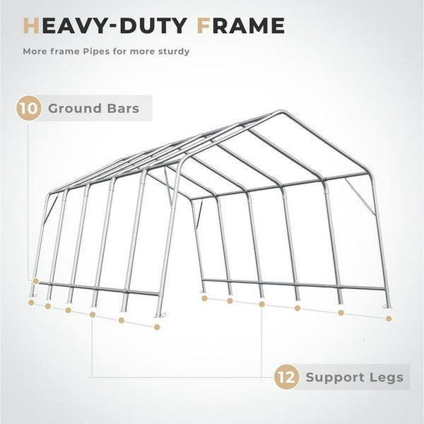 Hommow 13'x20' Portable Outdoor Storage Shelter, Heavy Duty Carport, Garage Tent Canopy for Motorcycle, Firewood