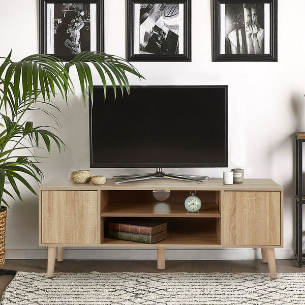 Mellcom 51" TV Stand, Mid-Century Wood TV Console Cabinet with Storage Shelf for Living Room
