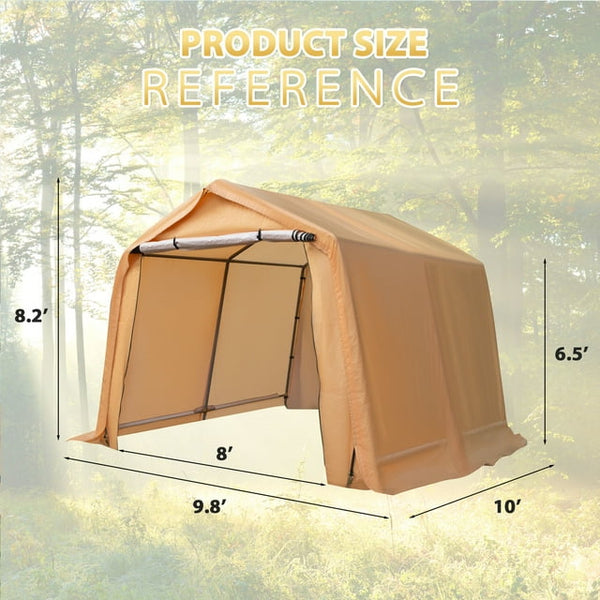 Hommow 10x10 ft Outdoor Storage Tent, Tool Shed, Carport, Portable Garage for Patio, Garden, Orange