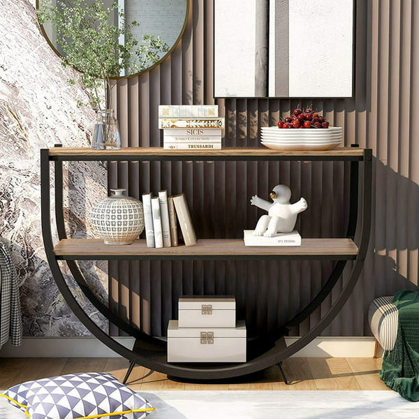Mellcom Console Table Entryway Table 3 Tiered Sofa Table, Rustic Style