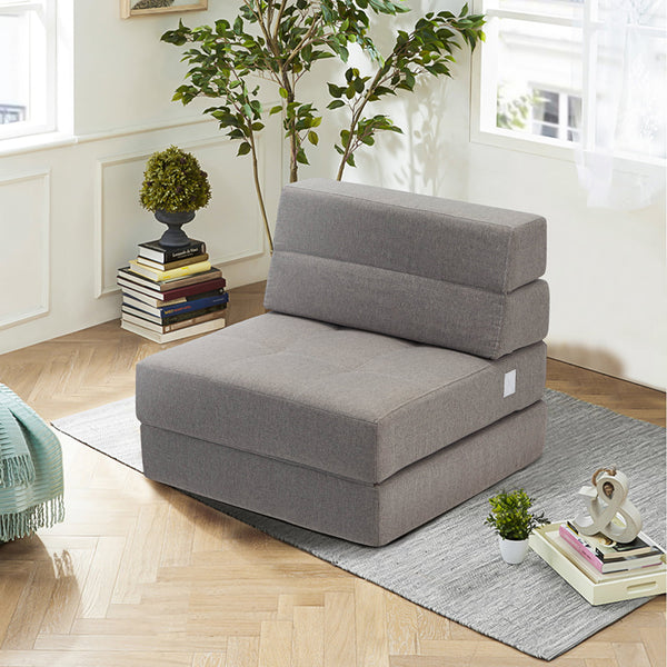 Mellcom Triple Fold Down Sofa Bed, Adjustable Floor Couch,Grey