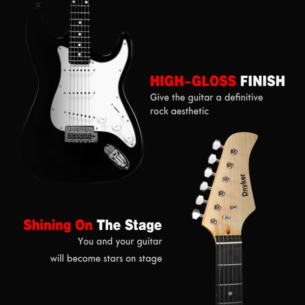 Erommy 39" Full-size Electric Guitar set, Complete Beginner Kit Solid-Body SSS Pickups with 20-Watt Amplifier, Stand, Tremolo Bar, Digital Tuner, Strap, Picks, Black