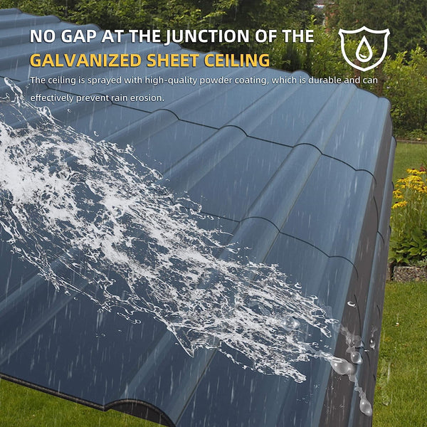 Hommow 12 x 20 ft Carport with Galvanized Steel Roof, Multi-Use Shelter, Sturdy Metal Carport for Cars, Boats, and Tractors