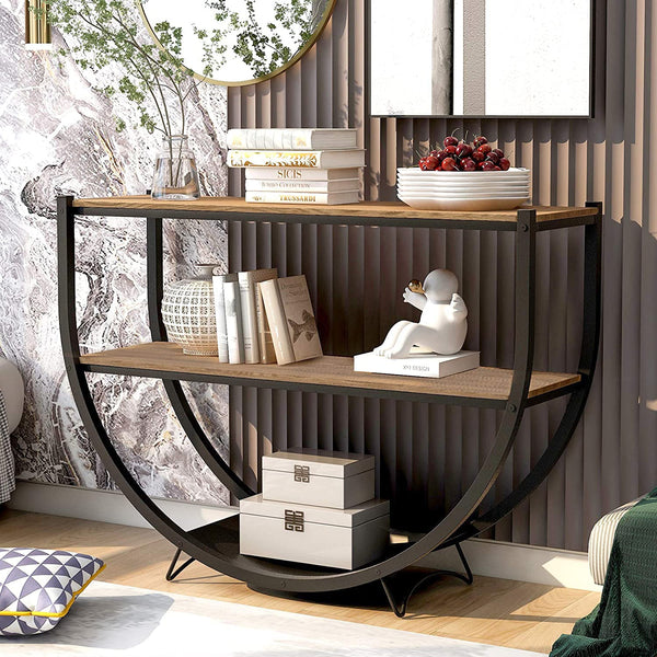 Mellcom Console Table Entryway Table 3 Tiered Sofa Table, Rustic Style