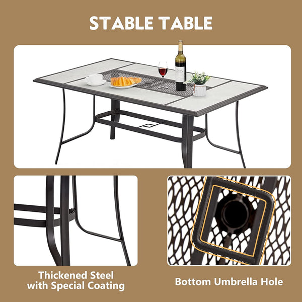 Yoleny 7-Piece Outdoor Dining Furniture Set with Cushion and Stitching Stripes
