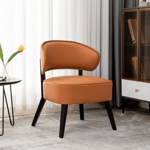 Mellcom Accent Chair, Upholstered Fabric Armless Chair, Mid Century Makeup Chair, Yellow