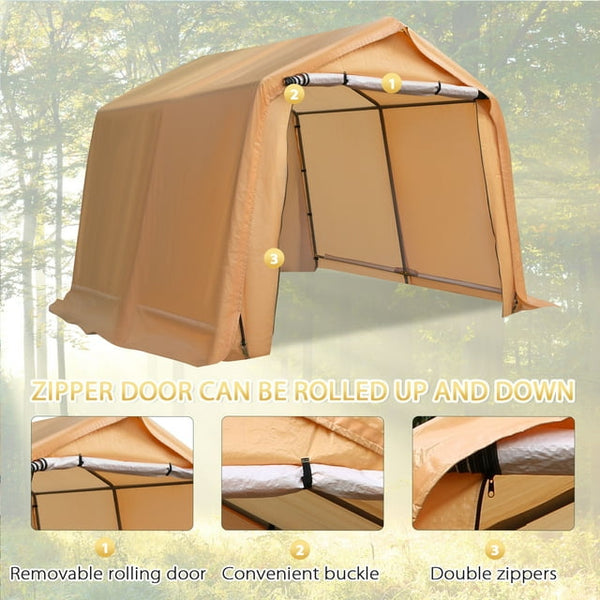 Hommow 10x10 ft Outdoor Storage Tent, Tool Shed, Carport, Portable Garage for Patio, Garden, Orange
