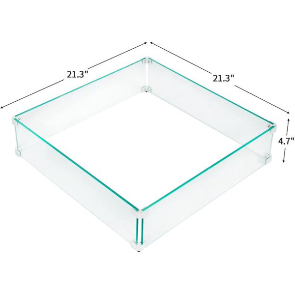 Erommy 21.3" Square Propane Fire Pit Wind Guard for 32" Fire Table 4.7" High