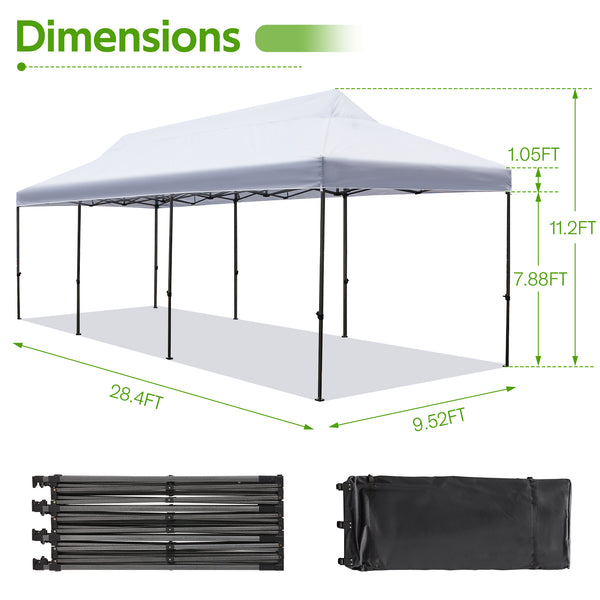 Hommow 10' x 30' Pop up Canopy Tent Outdoor Tents for Parties with Roller Bag and 8 Sand Bags