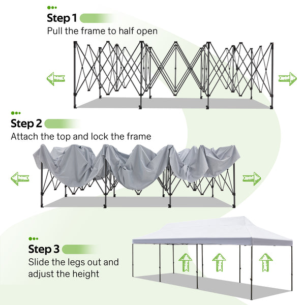 Hommow 10' x 30' Pop up Canopy Tent Outdoor Tents for Parties with Roller Bag and 8 Sand Bags
