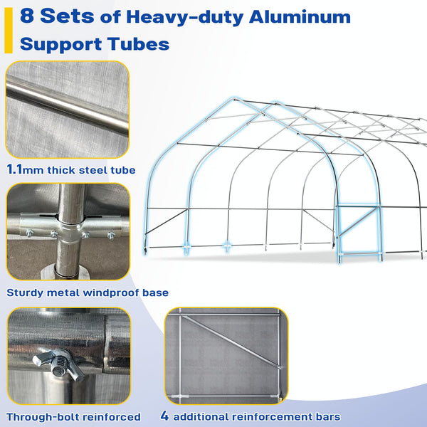 Erommy 20x30 ft Metal Carport, Heavy Duty Carport with Galvanized Steel Frame and Waterproof 3-Layer PE Cover, Fits 2 Cars, Boat, Farm Equipment, Silver Gray