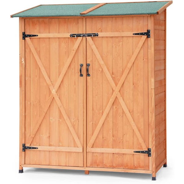 Mellcom Wooden Storage Shed, Outdoor Garden Tool Shed with Asphalt Roof for Patio, Garden, Backyard, Lawn