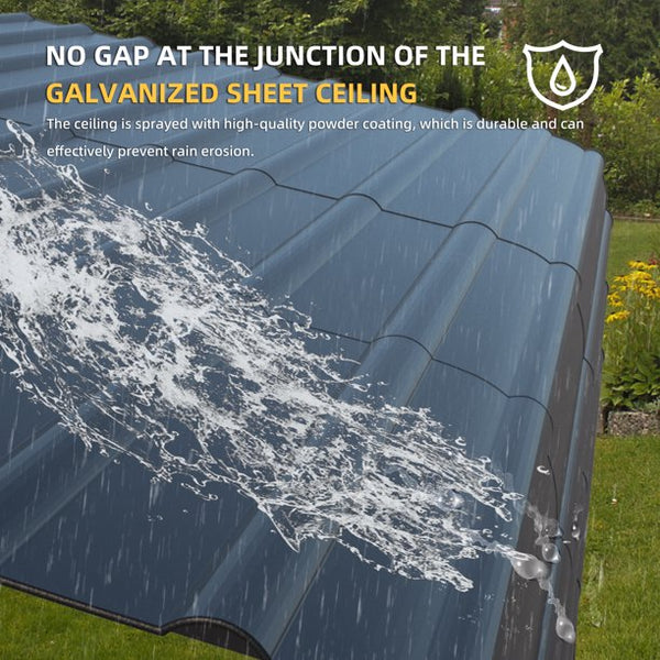 Hommow 12 x 20 ft Carport with Galvanized Steel Roof, Multi-Use Shelter, Sturdy Metal Carport for Cars, Boats, and Tractors