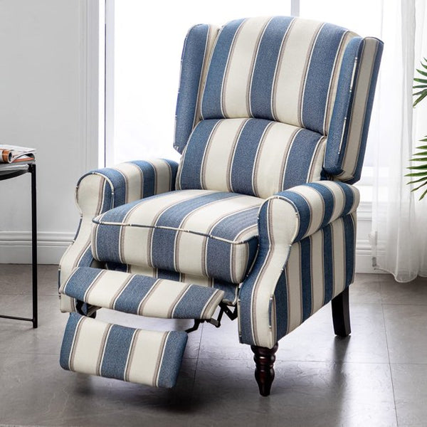 Mellcom Fabric Wingback Recliner, Upholstered Push Back Armchair for Living Room Bedroom, Coastline Style