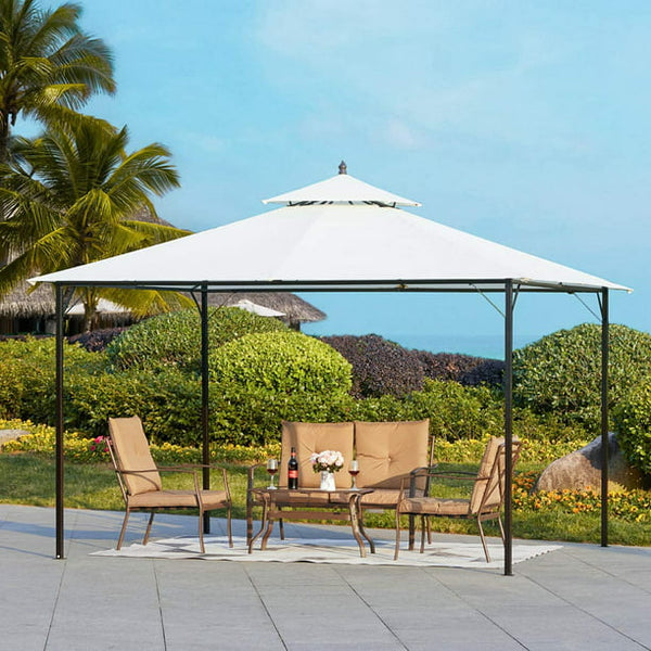 Erommy 10''x 12'' ft Canopy Gazebo Outdoor Gazebo Steel Frame with Vented Soft Top, White
