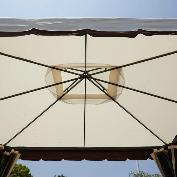 EROMMY 10’ x 12’ Outdoor Gazebo Canopy, Aluminum Frame Soft Top Outdoor Patio Gazebo with Polyester Curtains and Air Venting Screens (026Cream)